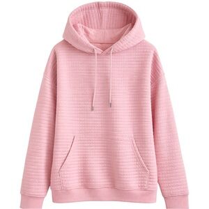 Pink Quilted Hoodie Pullover Cozy Sweatshirt Oversized Casual Lounge 5XL